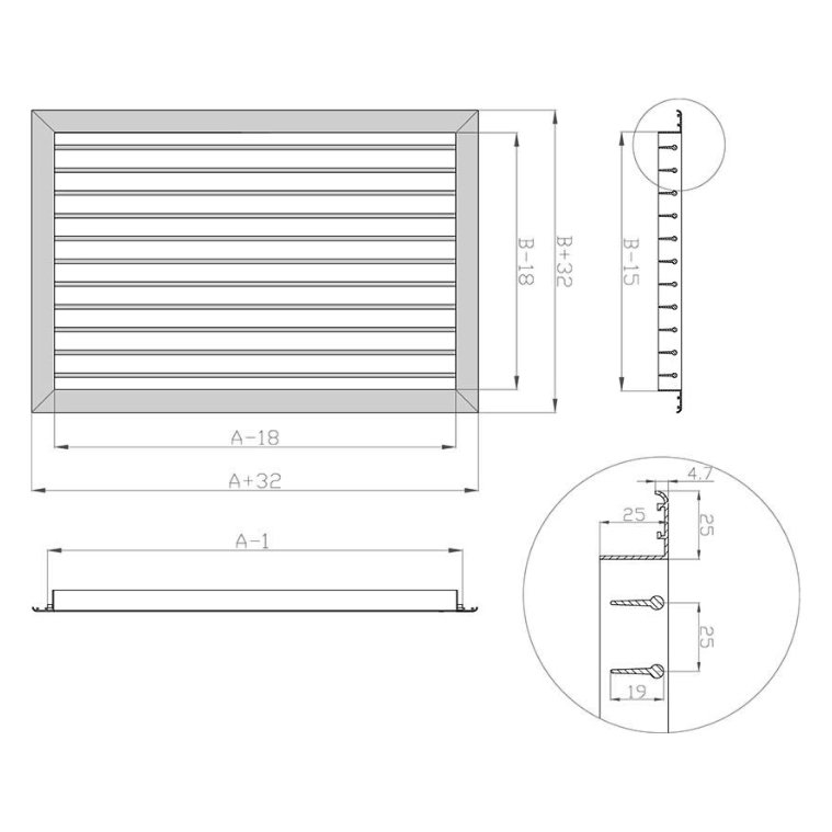 1VA-200х200 решетка однорядная c КРВ