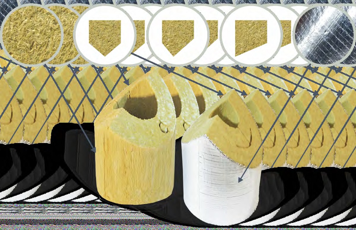 Врезки теплоизоляционные PIPEWOOL 80 из минеральной ваты, Ø18–1020 мм